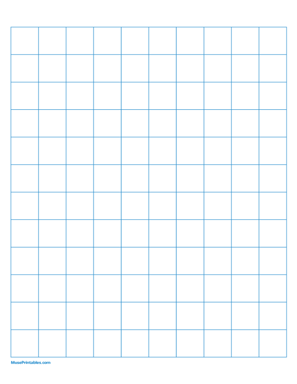 2 cm Blue Graph Paper: Letter-sized paper (8.5 x 11)