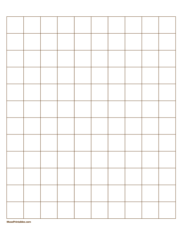 2 cm Brown Graph Paper: Letter-sized paper (8.5 x 11)