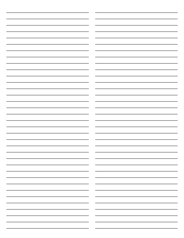 2-Column Black Lined Paper (College Ruled): Letter-sized paper (8.5 x 11)