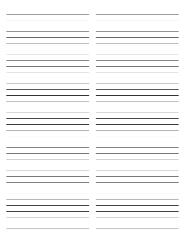 2-Column Black Lined Paper (Narrow Ruled): Letter-sized paper (8.5 x 11)