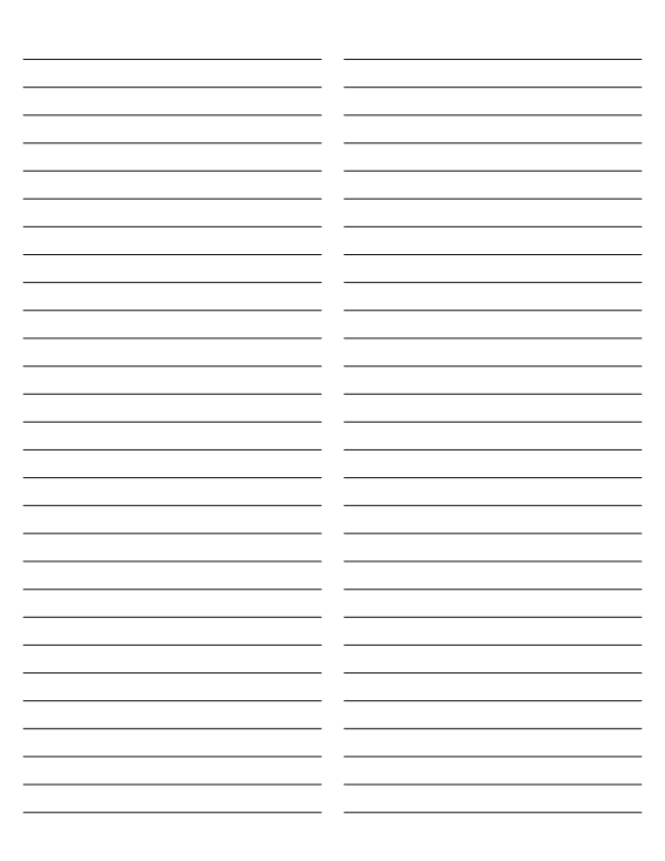 2-Column Black Lined Paper (Wide Ruled): Letter-sized paper (8.5 x 11)