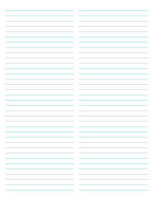 2-Column Blue-Green Lined Paper (College Ruled) - Letter