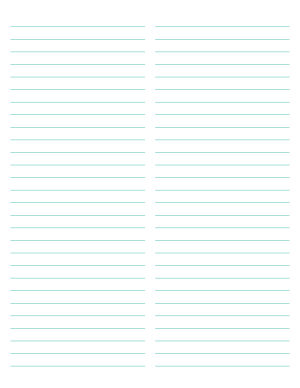 2-Column Blue-Green Lined Paper (Wide Ruled) - Letter