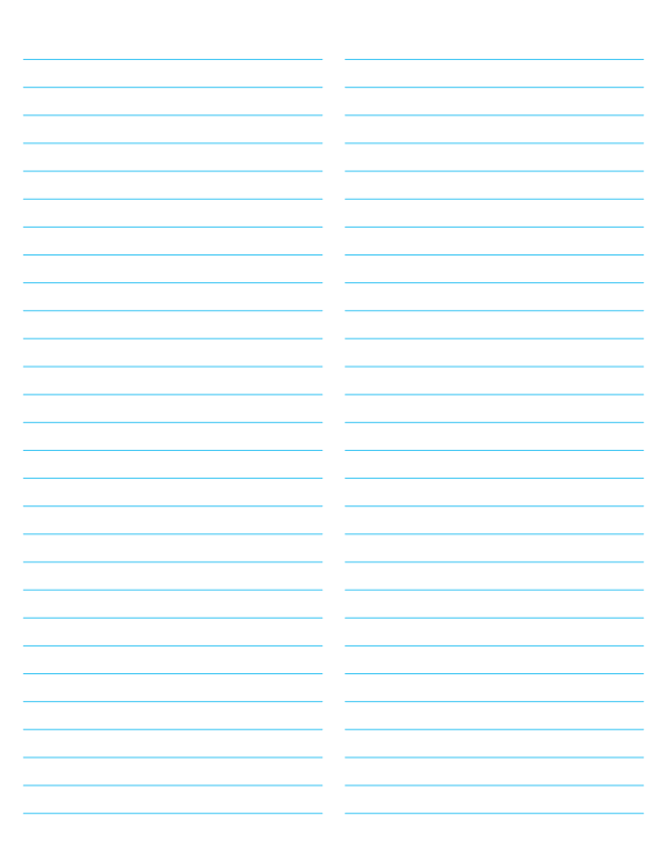 2-Column Blue Lined Paper (Wide Ruled): Letter-sized paper (8.5 x 11)