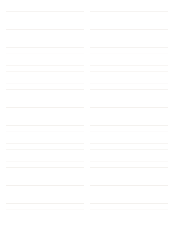 2-Column Brown Lined Paper (College Ruled): Letter-sized paper (8.5 x 11)