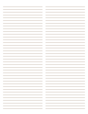 2-Column Brown Lined Paper (Narrow Ruled) - Letter