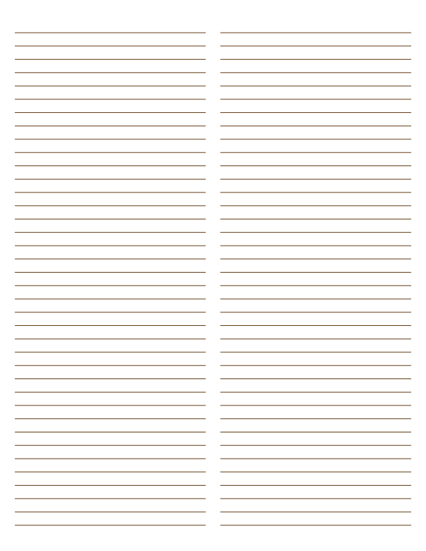 2-Column Brown Lined Paper (Narrow Ruled): Letter-sized paper (8.5 x 11)