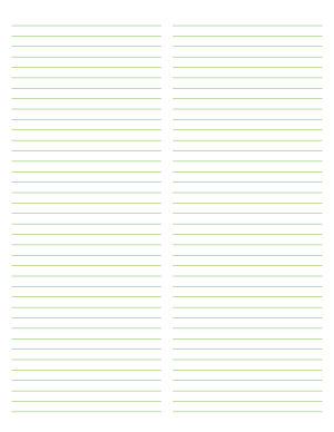 2-Column Green Lined Paper (Narrow Ruled) - Letter