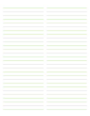 2-Column Green Lined Paper (Wide Ruled) - Letter