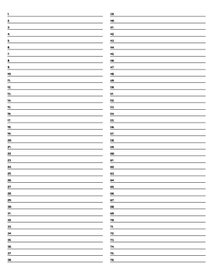 2-Column Numbered Black Lined Paper (Narrow Ruled) - Letter
