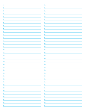 2-Column Numbered Blue Lined Paper (College Ruled) - Letter