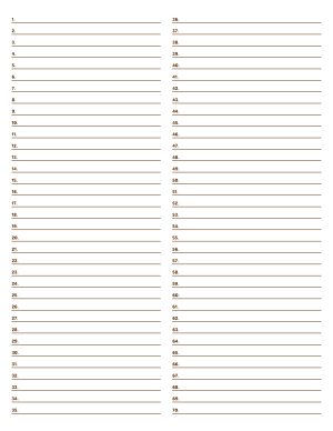 2-Column Numbered Brown Lined Paper (College Ruled) - Letter