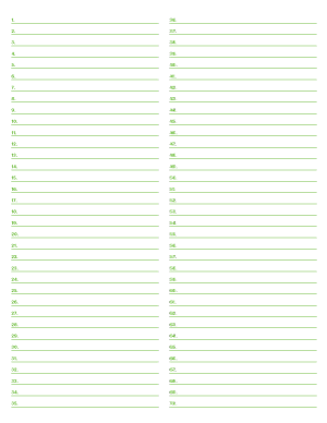 2-Column Numbered Green Lined Paper (College Ruled) - Letter