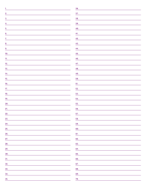 2-Column Numbered Purple Lined Paper (College Ruled) - Letter