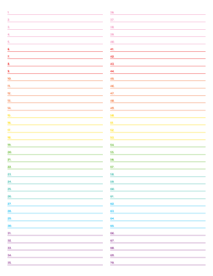 2-Column Numbered Rainbow Lined Paper (College Ruled) - Letter