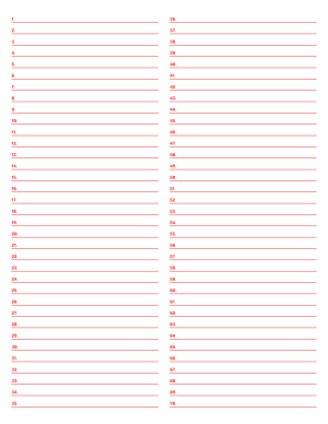 2-Column Numbered Red Lined Paper (College Ruled) - Letter