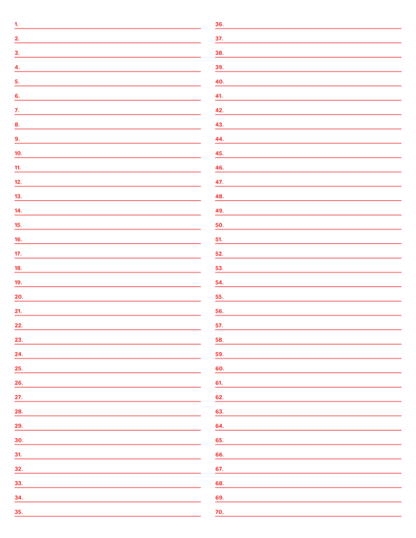 2-Column Numbered Red Lined Paper (College Ruled): Letter-sized paper (8.5 x 11)