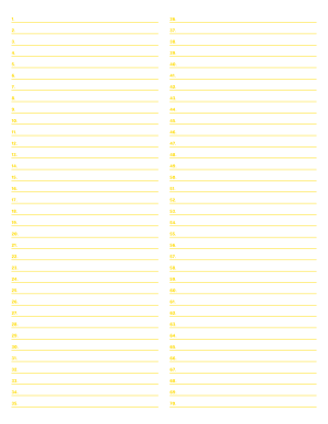 2-Column Numbered Yellow Lined Paper (College Ruled) - Letter