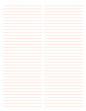 2-Column Orange Lined Paper (College Ruled) - Letter