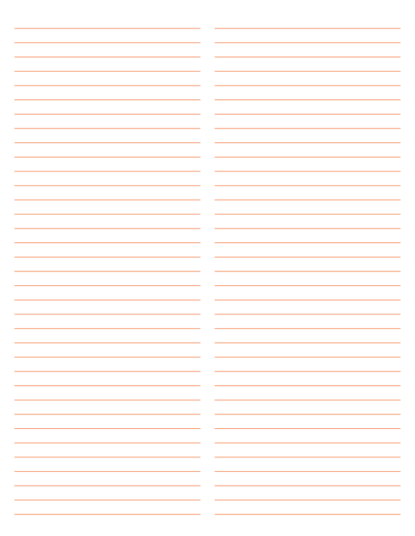 2-Column Orange Lined Paper (College Ruled): Letter-sized paper (8.5 x 11)