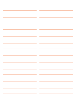 2-Column Orange Lined Paper (Narrow Ruled) - Letter