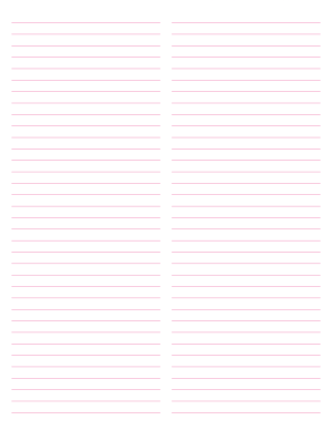 2-Column Pink Lined Paper (College Ruled) - Letter