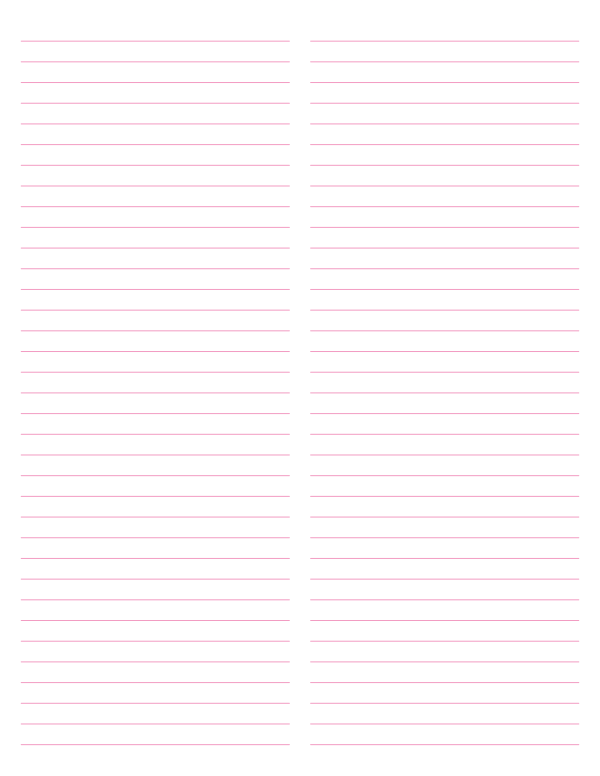 2-Column Pink Lined Paper (College Ruled): Letter-sized paper (8.5 x 11)
