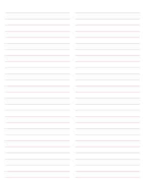 2-Column Pink Lined Paper (Wide Ruled) - Letter