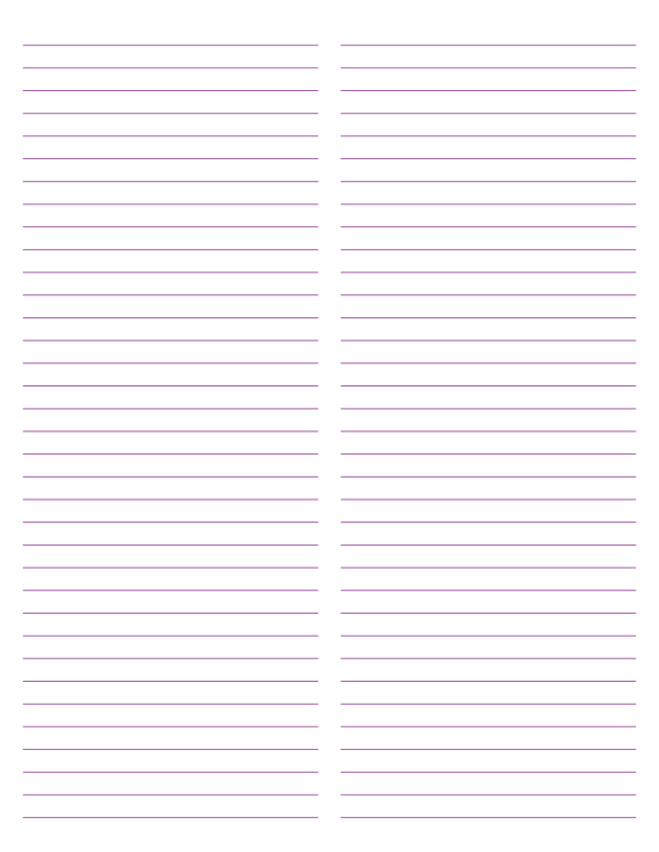 2-Column Purple Lined Paper (College Ruled): Letter-sized paper (8.5 x 11)