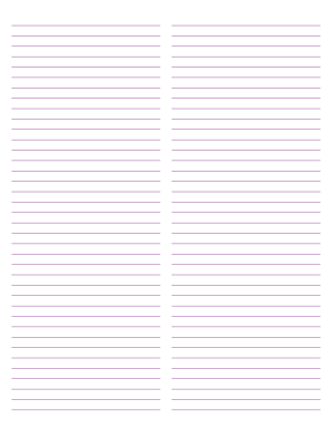 2-Column Purple Lined Paper (Narrow Ruled) - Letter