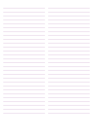 2-Column Purple Lined Paper (Wide Ruled) - Letter