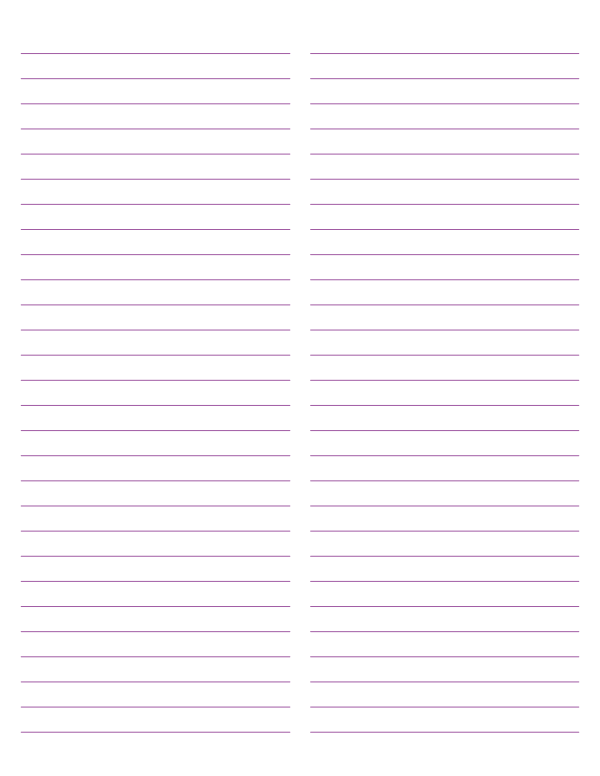 2-Column Purple Lined Paper (Wide Ruled): Letter-sized paper (8.5 x 11)