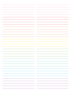 2-Column Rainbow Lined Paper (College Ruled) - Letter