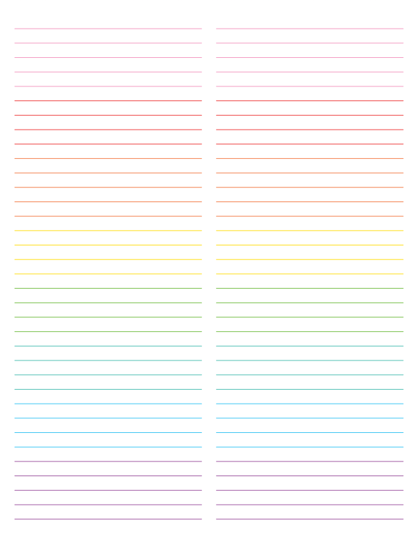 2-Column Rainbow Lined Paper (College Ruled): Letter-sized paper (8.5 x 11)
