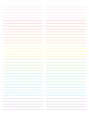 2-Column Rainbow Lined Paper (Narrow Ruled) - Letter