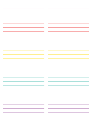 2-Column Rainbow Lined Paper (Wide Ruled) - Letter