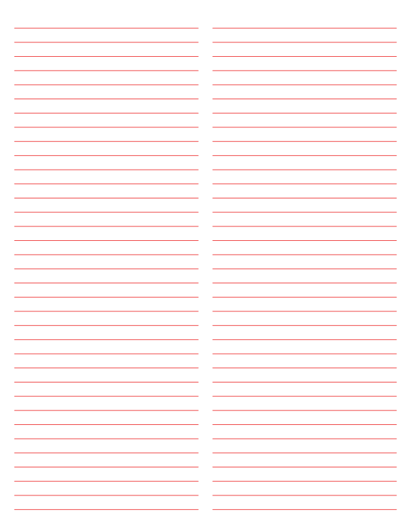 2-Column Red Lined Paper (College Ruled): Letter-sized paper (8.5 x 11)