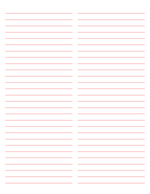 2-Column Red Lined Paper (Wide Ruled) - Letter