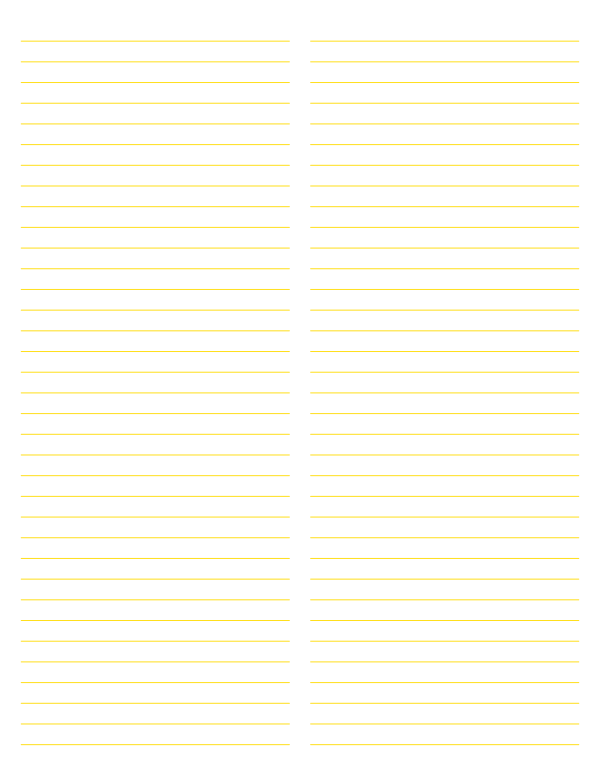 2-Column Yellow Lined Paper (College Ruled): Letter-sized paper (8.5 x 11)