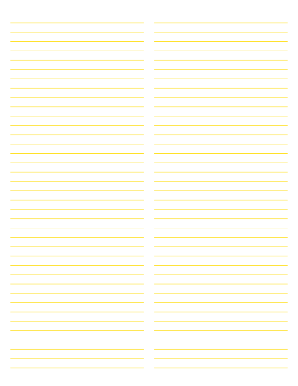 2-Column Yellow Lined Paper (Narrow Ruled): Letter-sized paper (8.5 x 11)