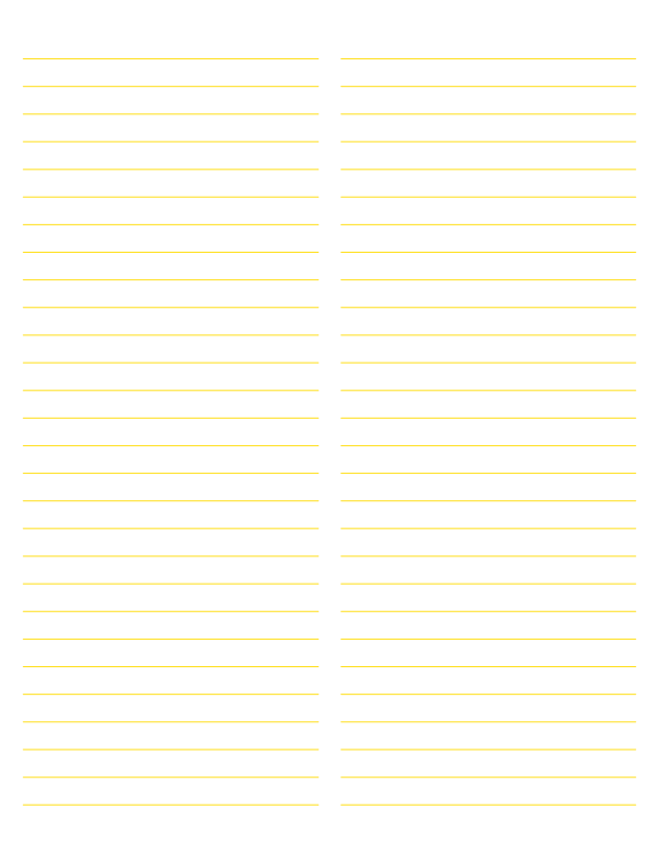2-Column Yellow Lined Paper (Wide Ruled): Letter-sized paper (8.5 x 11)