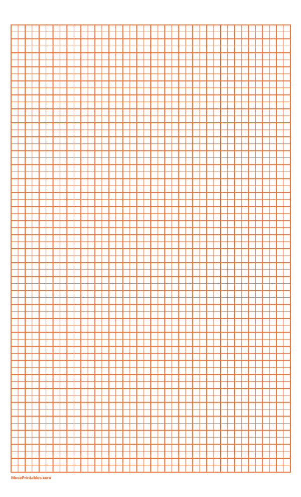 2 Squares Per Centimeter Orange Graph Paper : Legal-sized paper (8.5 x 14)