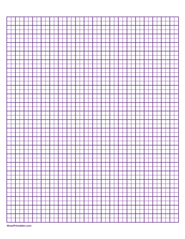 2 Squares Per Centimeter Purple Graph Paper : Letter-sized paper (8.5 x 11)