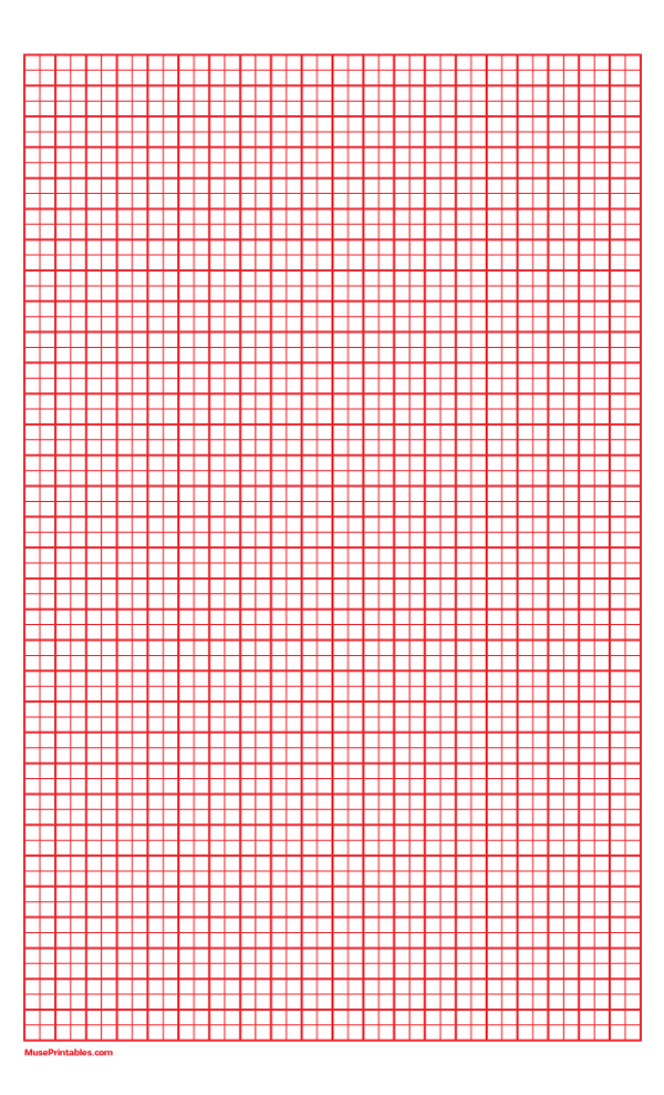 2 Squares Per Centimeter Red Graph Paper : Legal-sized paper (8.5 x 14)