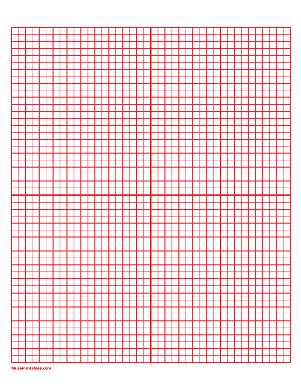 2 Squares Per Centimeter Red Graph Paper : Letter-sized paper (8.5 x 11)