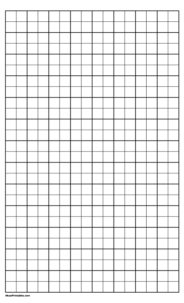 2 Squares Per Inch Black Graph Paper : Legal-sized paper (8.5 x 14)