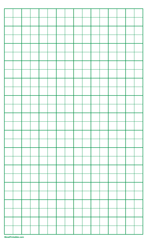 2 Squares Per Inch Green Graph Paper : Legal-sized paper (8.5 x 14)