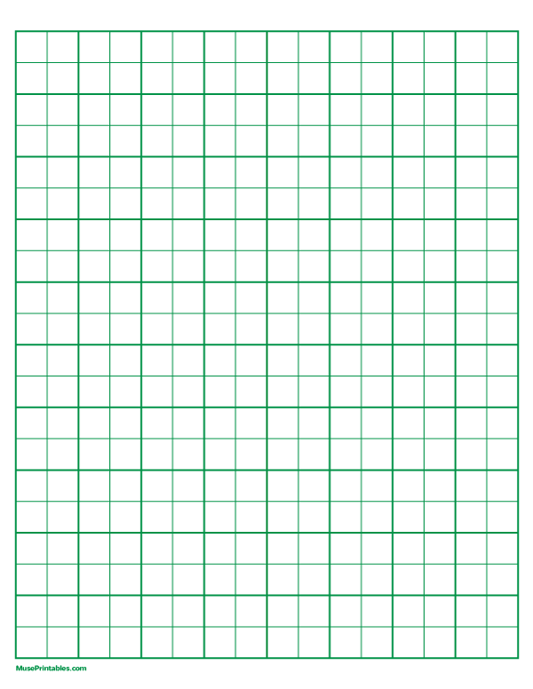 2 Squares Per Inch Green Graph Paper : Letter-sized paper (8.5 x 11)