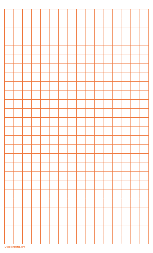 2 Squares Per Inch Orange Graph Paper : Legal-sized paper (8.5 x 14)