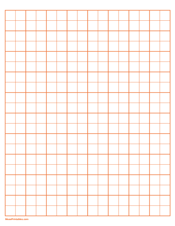 2 Squares Per Inch Orange Graph Paper : Letter-sized paper (8.5 x 11)